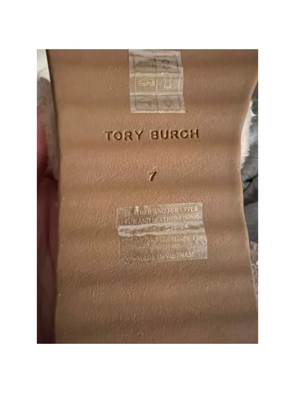 New Women's Tory Burch Suede & Shearling Slippers Brown Beige Size 7